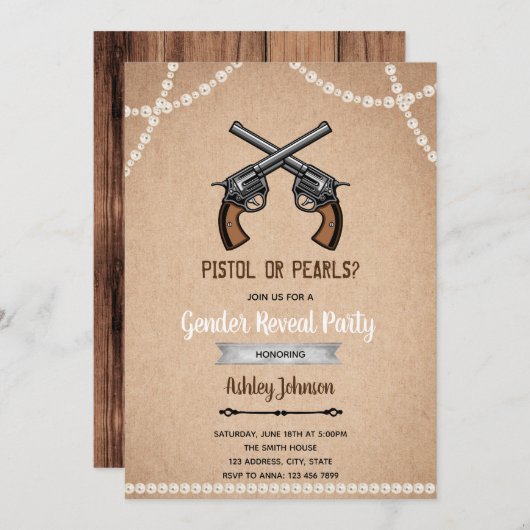 ピストルまたはパールの性差別の招待 招待状 (正面/裏面)