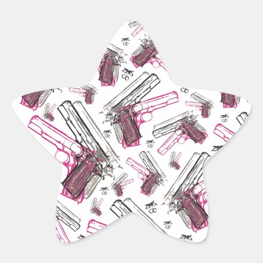 ピストル真珠予測できな、銃とさくらんぼのパターン。 星シール (正面)