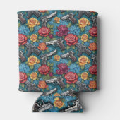 ピストル銃器バラ忘れ-me notsティール(緑がかった色) 缶クーラー (裏面)