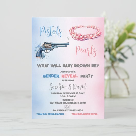 ピストンまたは真珠の性別によるパーティーの表示 招待状 (スタンド正面)