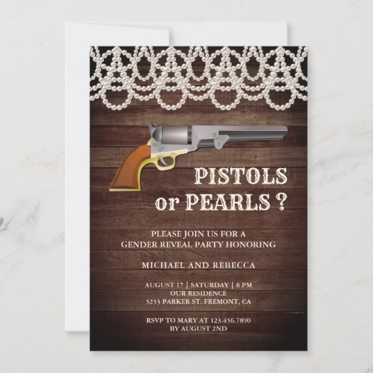 ピストンまたは真珠の性別によるパーティーの表示 招待状 (正面)