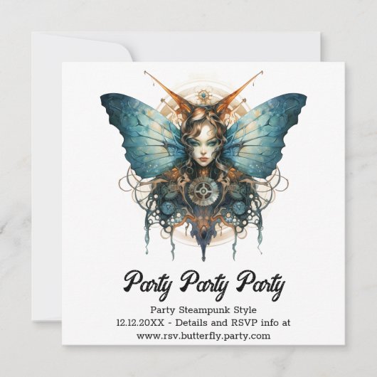 ピストンウィング皇帝チョウのスチームパンクウェディング 案内状 (正面)