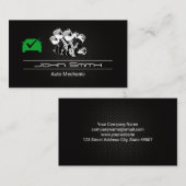 ピストンカーエンジン炭素繊維 |自動グリーンチェック 名刺 (正面/裏面)