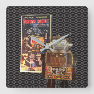 ピストンロボット-レトロの柱時計 スクエア壁時計