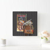 ピストンロボット-レトロの柱時計 スクエア壁時計 (ホーム)