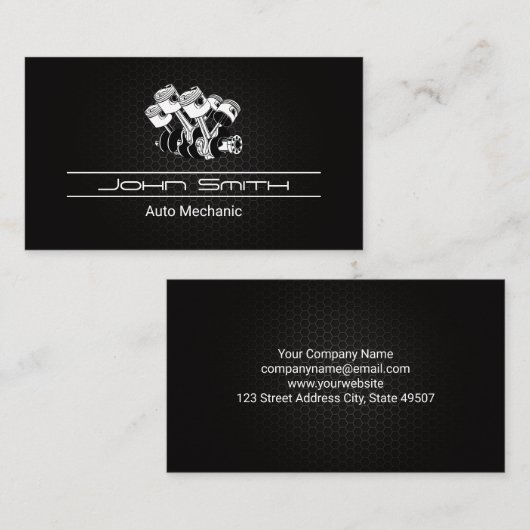 ピストン車エンジン | 炭素繊維パターン 名刺 (正面/裏面)