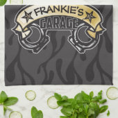 ピスト改造ソン幽霊フレイムス名前をカスタムするガレージ キッチンタオル (折り畳み)