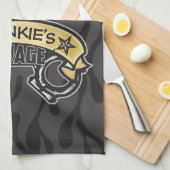 ピスト改造ソン幽霊フレイムス名前をカスタムするガレージ キッチンタオル (四つ折り)