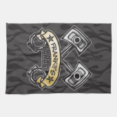 ピスト改造ソン幽霊フレイムス名前をカスタムするガレージ キッチンタオル (横)