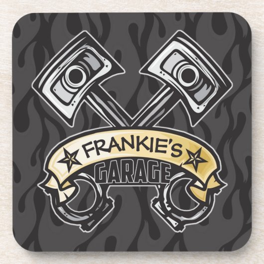 ピスト改造ソン幽霊フレイムス名前をカスタムするガレージ コースター (正面)