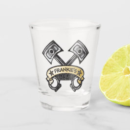 ピスト改造ソン幽霊フレイムス名前をカスタムするガレージ ショットグラス