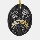 ピスト改造ソン幽霊フレイムス名前をカスタムするガレージ セラミックオーナメント (右)