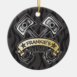 ピスト改造ソン幽霊フレイムス名前をカスタムするガレージ セラミックオーナメント