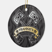 ピスト改造ソン幽霊フレイムス名前をカスタムするガレージ セラミックオーナメント (左)
