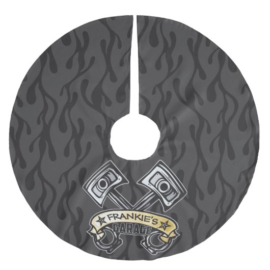 ピスト改造ソン幽霊フレイムス名前をカスタムするガレージ ブラッシュドポリエステルツリースカート (正面)