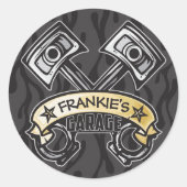 ピスト改造ソン幽霊フレイムス名前をカスタムするガレージ ラウンドシール (正面)