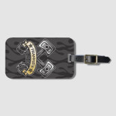 ピスト改造ソン幽霊フレイムス名前をカスタムするガレージ ラゲッジタグ (正面横)