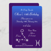 ピスパーソナライズされたス〔占星術の〕十二宮図銀河系パーティの招待状 招待状 (正面/裏面)