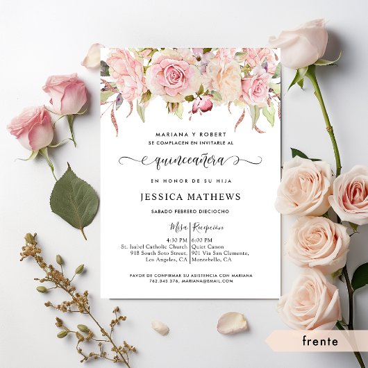 ピスペインのッエレガントク、赤面、バラ金ゴールドキンセアニラ 招待状
