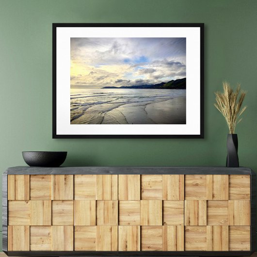 ピスモビーチカリフォルニアはっきりしたドラマチック夕日の写真 ポスター