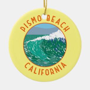 ピスモビーチカリフォルニアトラベルアートヴィンテージ セラミックオーナメント