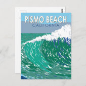 ピスモビーチカリフォルニアトラベルアートヴィンテージ ポストカード (正面/裏面)