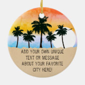 ピスモビーチカリフォルニアレトロサンセットパームツリー60s セラミックオーナメント (裏面)