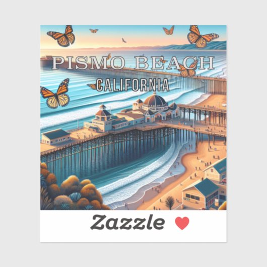 ピスモビーチカリフォルニア3インチビニールステッカー シール (シート)