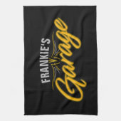 ピス改造リップレトロネオンバイクもしくは自転車に乗る人カスタムガレージ キッチンタオル (縦)