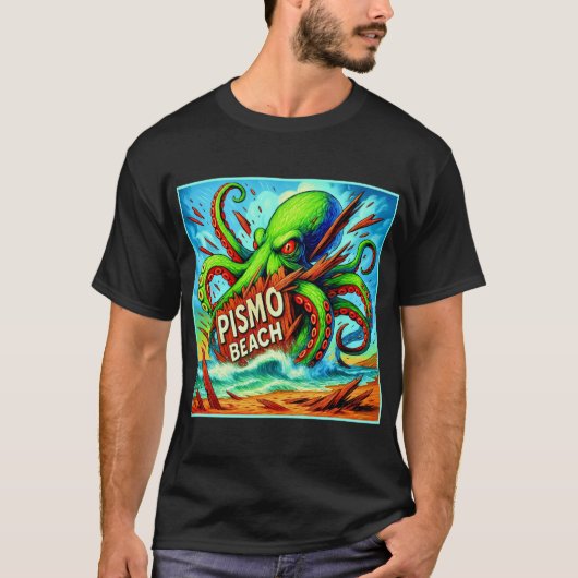 「ピズモビーチの荒波から現れた獣」 Tシャツ (正面)