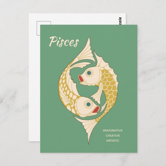 ピセスアールヌーボー〔占星術の〕十二宮図徴候CC1264占星術 ポストカード (正面/裏面)