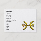 ピセスゴールデン〔占星術の〕十二宮図ジュエルと真珠ホワイト 名刺 (正面)