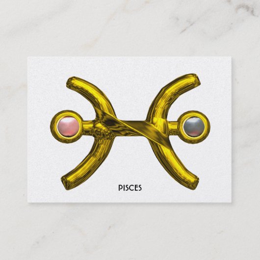 ピセスゴールデン〔占星術の〕十二宮図ジュエルと真珠ホワイト 名刺 (裏面)