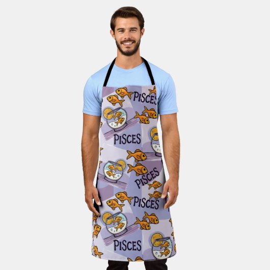 ピセスデザインギフト〔占星術の〕十二宮図星ガザー エプロン (着用した状態)