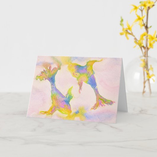 ピセスパステル〔占星術の〕十二宮図シンボル誕生日 カード (黄色い花)