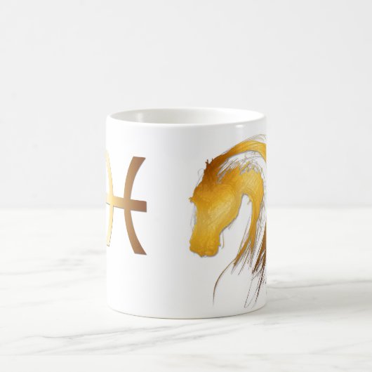 ピセスホース誕生日星学〔占星術の〕十二宮図マグ コーヒーマグカップ (中央)