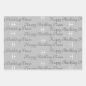 ピセス誕生日グレー/ブラック ラッピングペーパーシート (正面3)