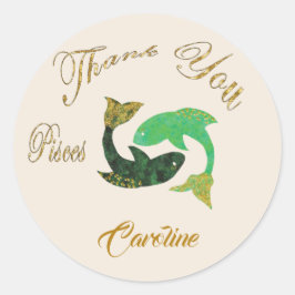 ピセス金ゴールドグリッターサンキュー ラウンドシール