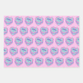 ピセス〔占星術の〕十二宮図コケットハートお誕生日ケーキ ラッピングペーパーシート (正面)