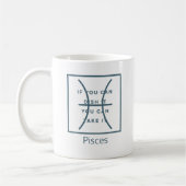 ピセス〔占星術の〕十二宮図サインおもしろい引用文モダンブルー文字 コーヒーマグカップ (左)