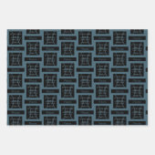 ピセス〔占星術の〕十二宮図サインおもしろい引用文モダンブルー文字 ラッピングペーパーシート (正面2)