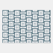 ピセス〔占星術の〕十二宮図サインおもしろい引用文モダンブルー文字 ラッピングペーパーシート (正面)