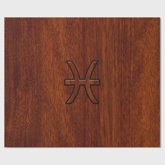 ピセス〔占星術の〕十二宮図サインインマホガニーウッドスタイル ラッピングペーパー (フラット)