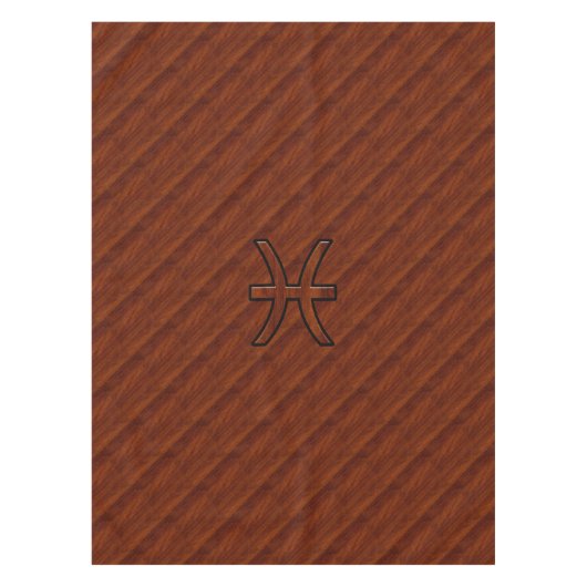 ピセス〔占星術の〕十二宮図サインインマホガニーウッドデコール テーブルクロス (正面)