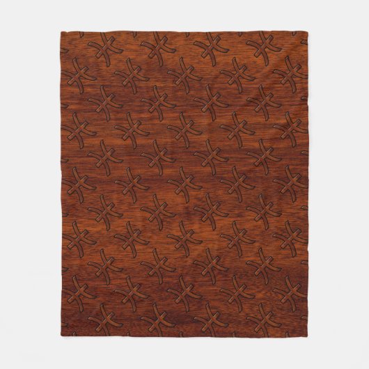 ピセス〔占星術の〕十二宮図サインインマホガニーウッドデコール フリースブランケット (正面)