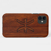 ピセス〔占星術の〕十二宮図サインインマホガニー木材スタイル Case-Mate iPhoneケース (裏面(横))