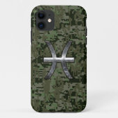 ピセス〔占星術の〕十二宮図サインオンウッドランドデジタル迷彩柄デコール Case-Mate iPhoneケース (裏面)