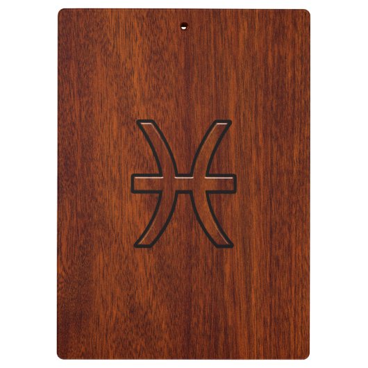 ピセス〔占星術の〕十二宮図サインリッチマホガニー木目スタイル クリップボード (裏面)