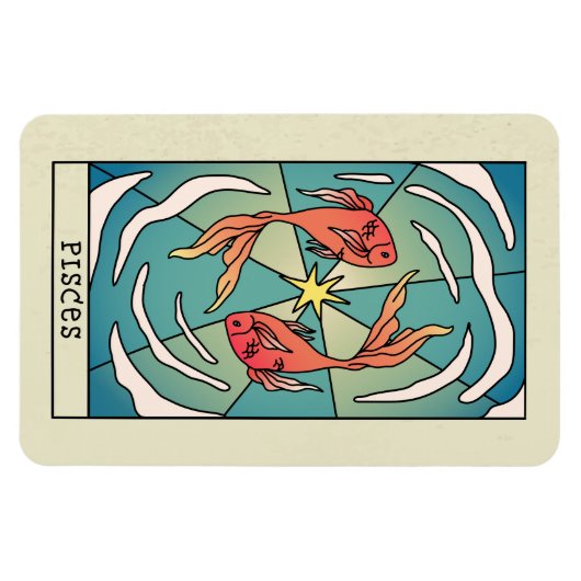 ピセス〔占星術の〕十二宮図サイン抽象芸術アートヴィンテージ マグネット (横)