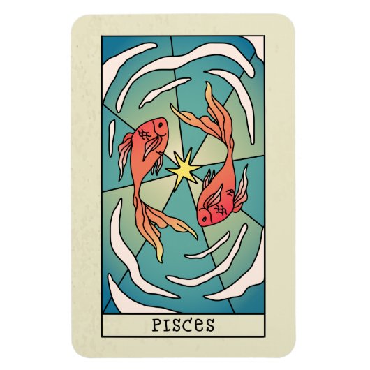 ピセス〔占星術の〕十二宮図サイン抽象芸術アートヴィンテージ マグネット (縦)